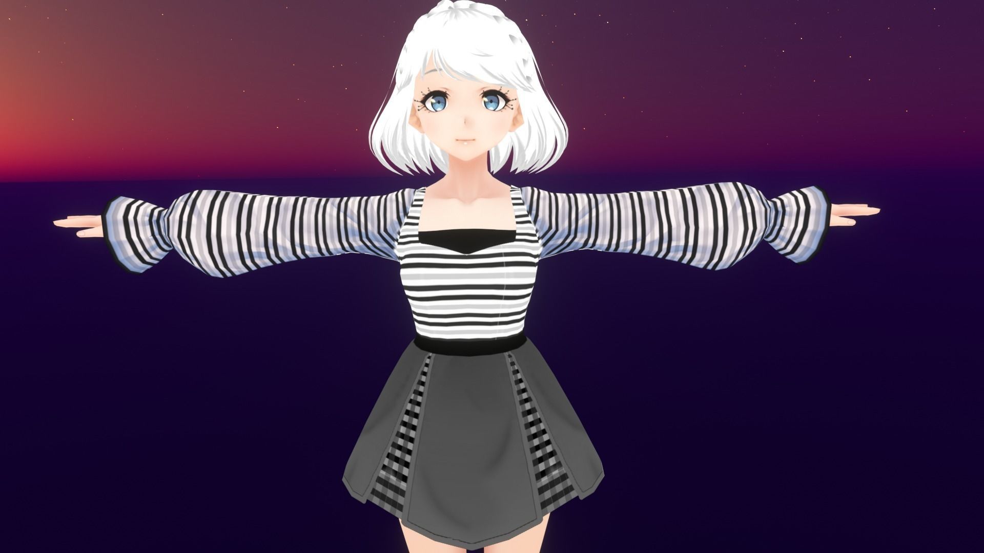 cute anime girl character - Ezume Low-poly 3D model_2