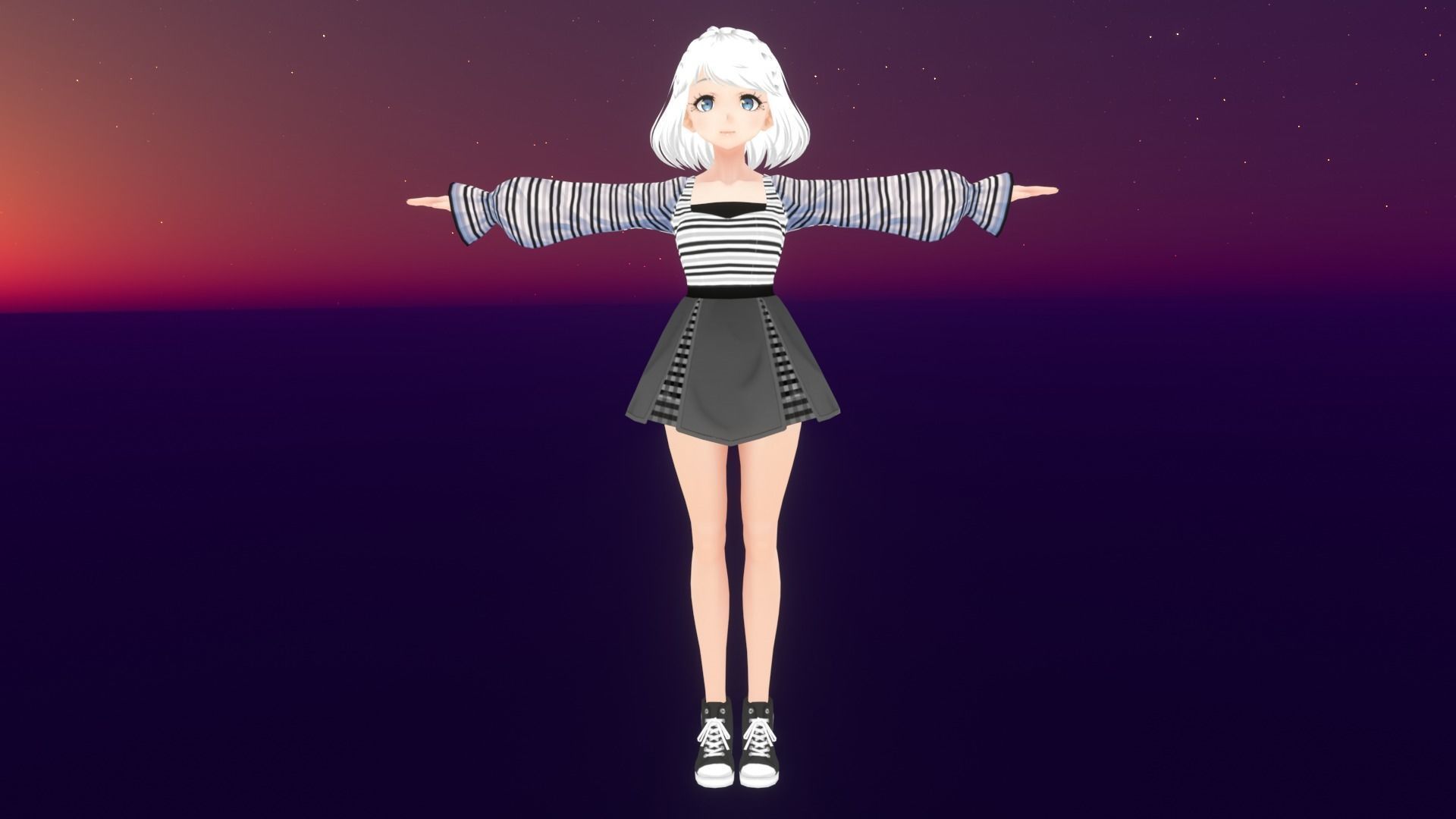 cute anime girl character - Ezume Low-poly 3D model_1