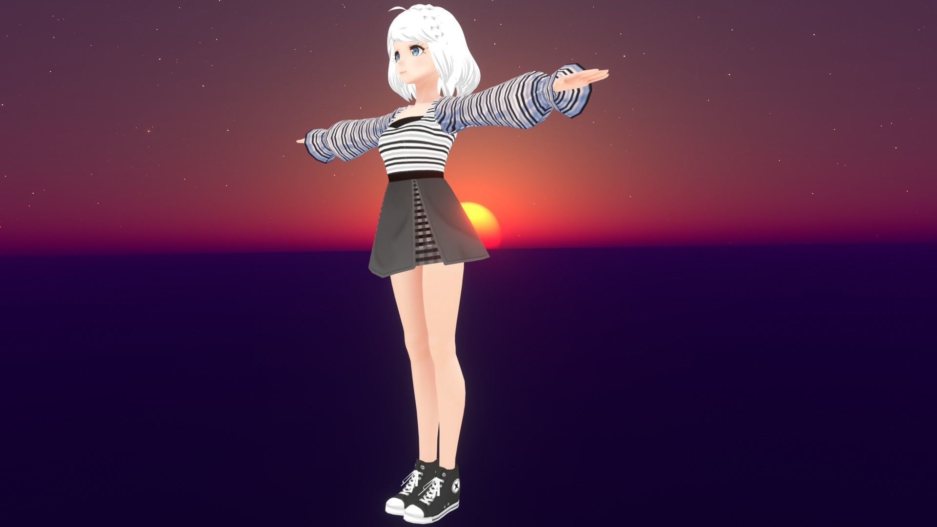 cute anime girl character - Ezume Low-poly 3D model_3