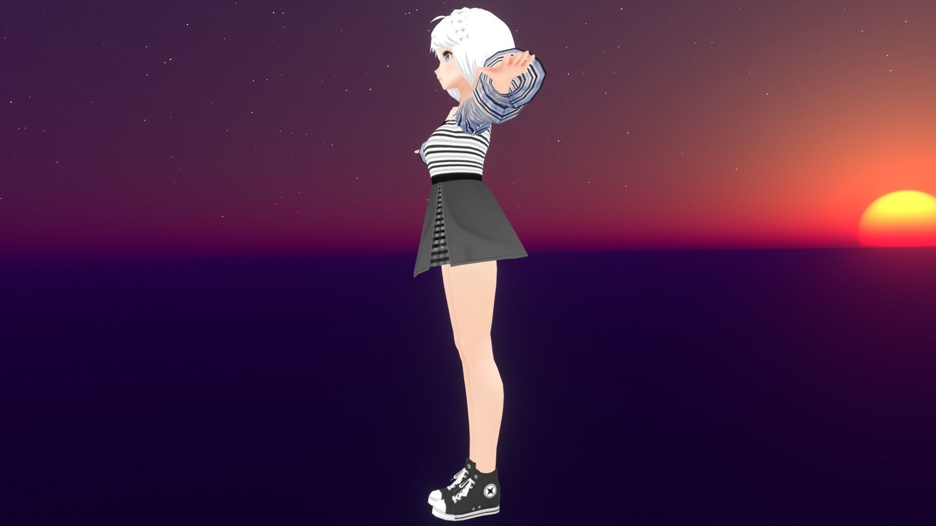 cute anime girl character - Ezume Low-poly 3D model_5