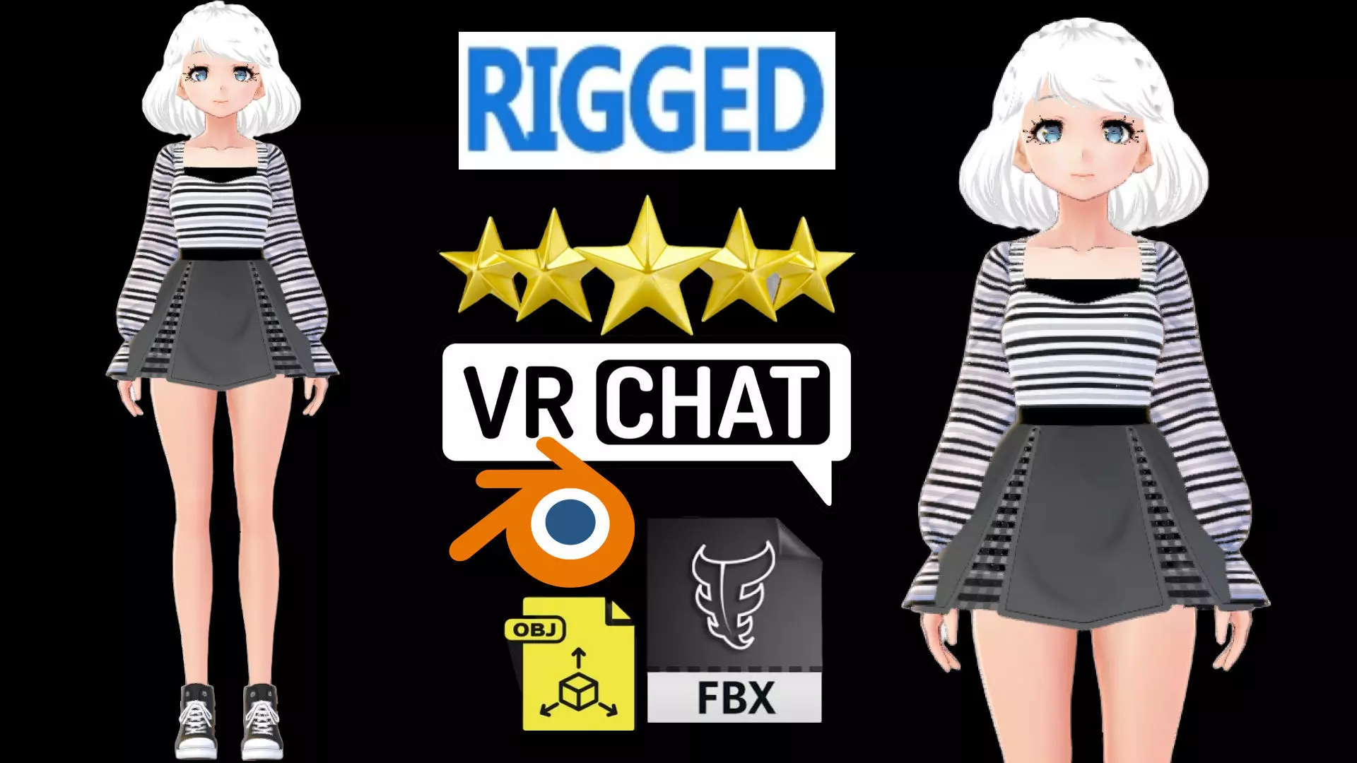 cute anime girl character - Ezume Low-poly 3D model_0