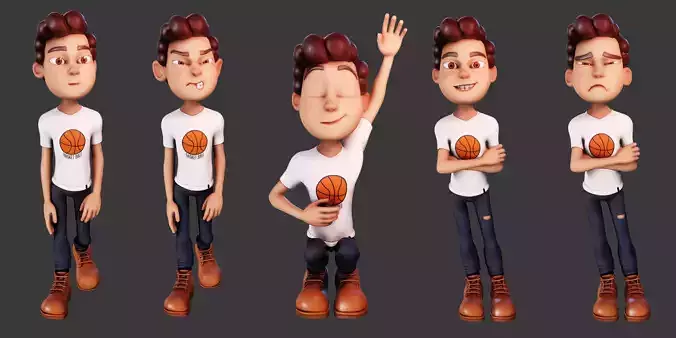Rigged Character Boy - James Style 3 - Blender