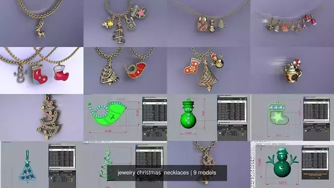 jewelry christmas  necklaces 3D Model Collection