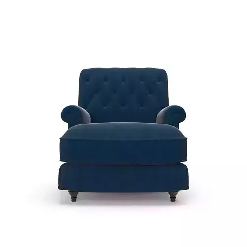 Acton Tufted Club Chair Blue Velvet 3D model