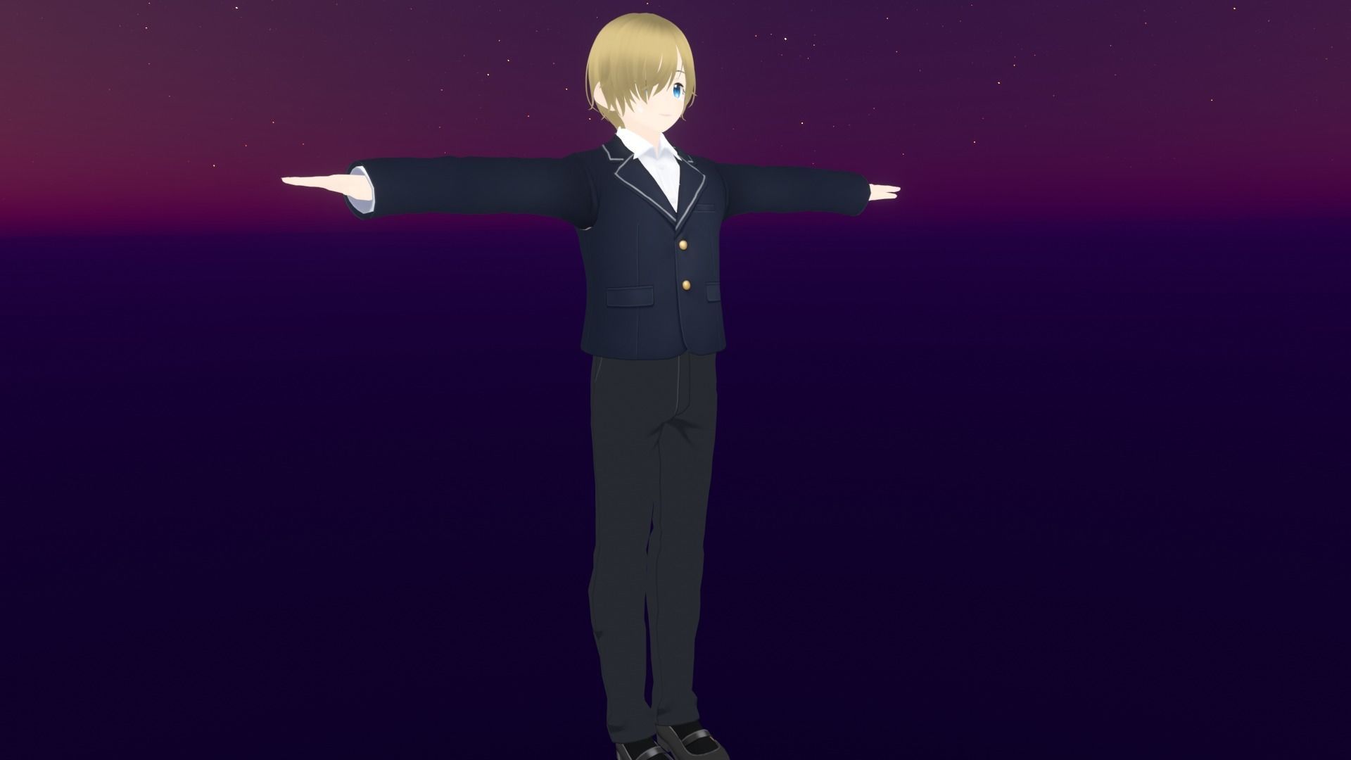 cute anime boy character - Fujita Low-poly 3D model_3