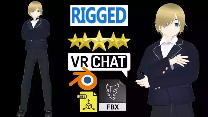 cute anime boy character - Fujita Low-poly 3D model cute anime boy character - Fujita Low-poly 3D model