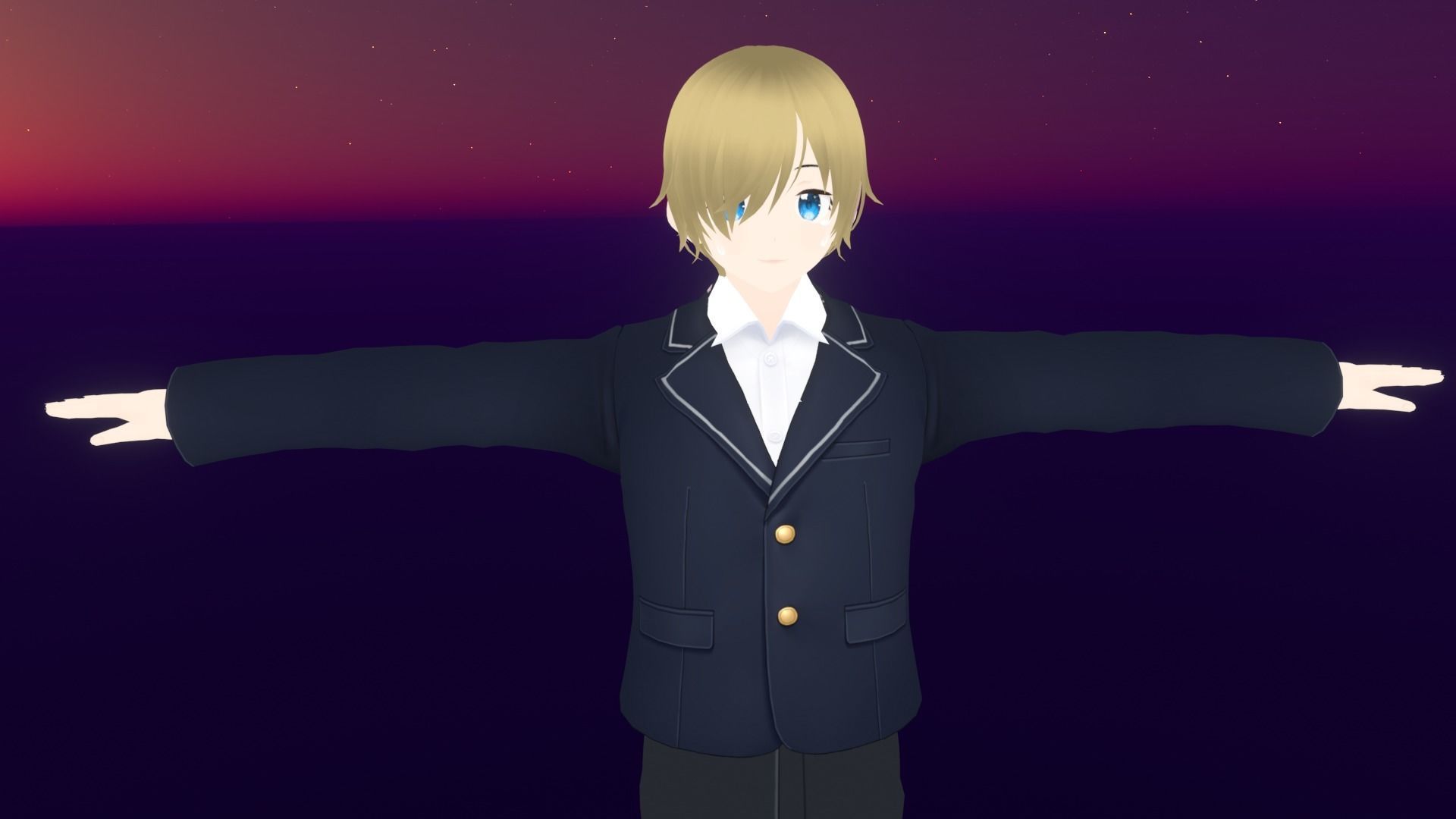 cute anime boy character - Fujita Low-poly 3D model_1