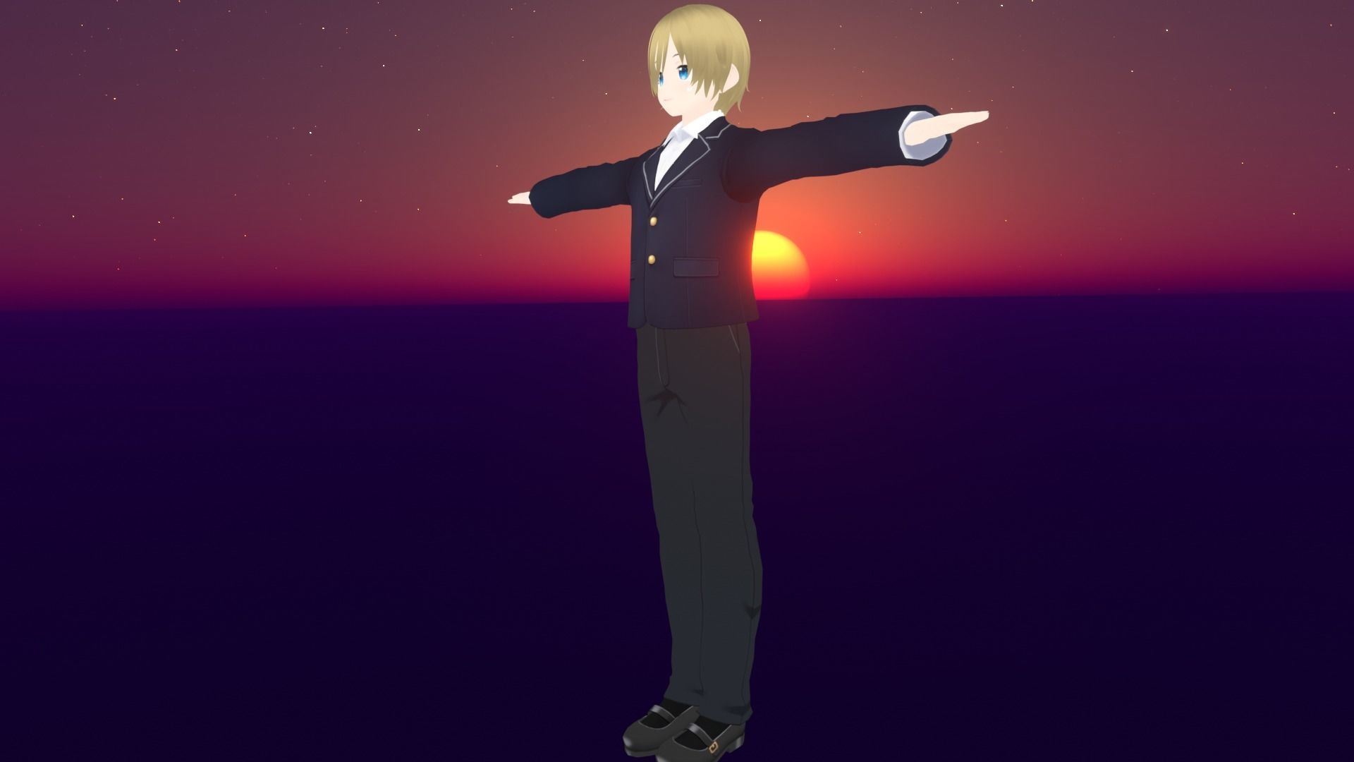 cute anime boy character - Fujita Low-poly 3D model_4