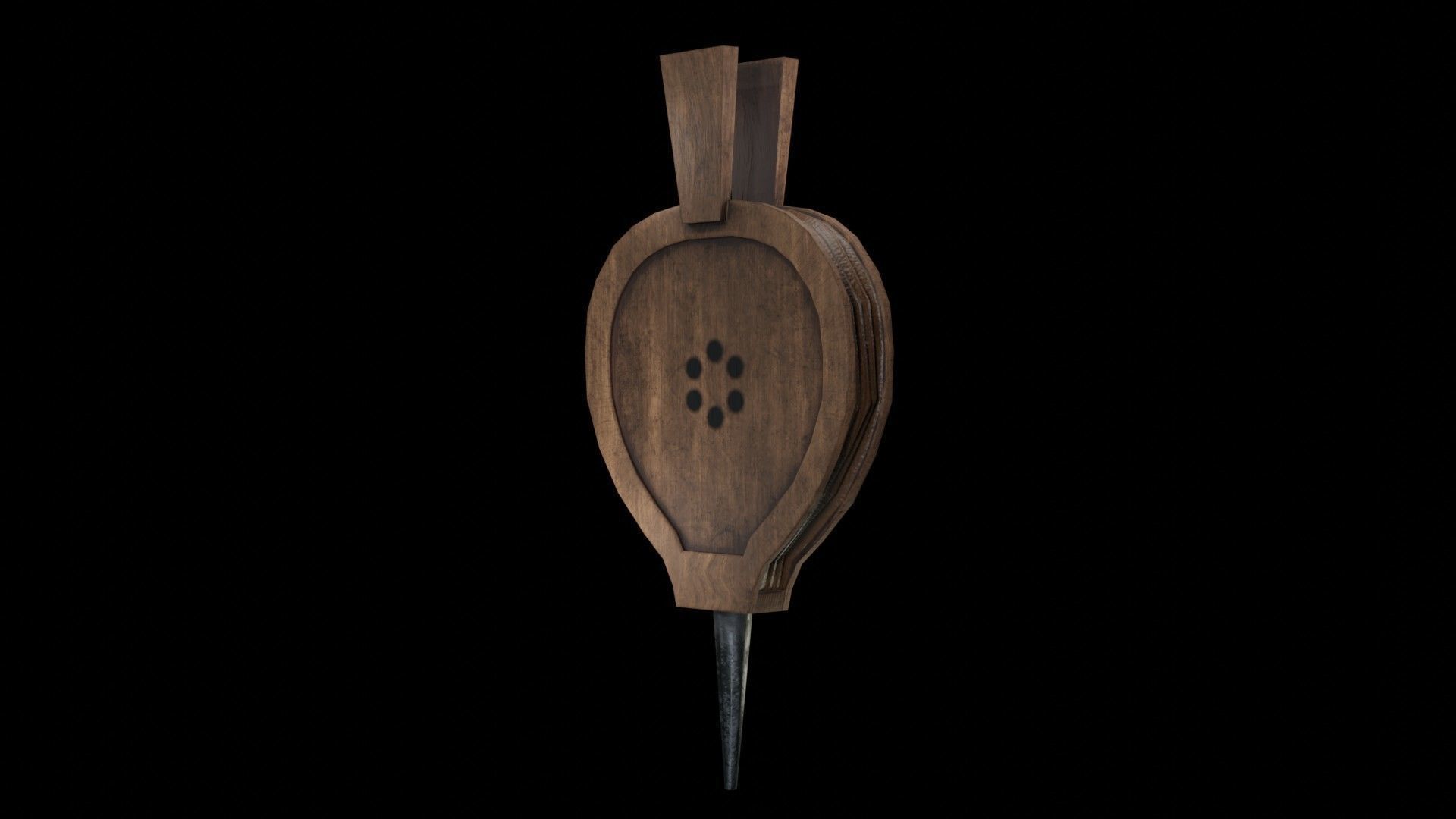 A cauldron a spit for meat furs for blowing up the fire Low-poly 3D model_15