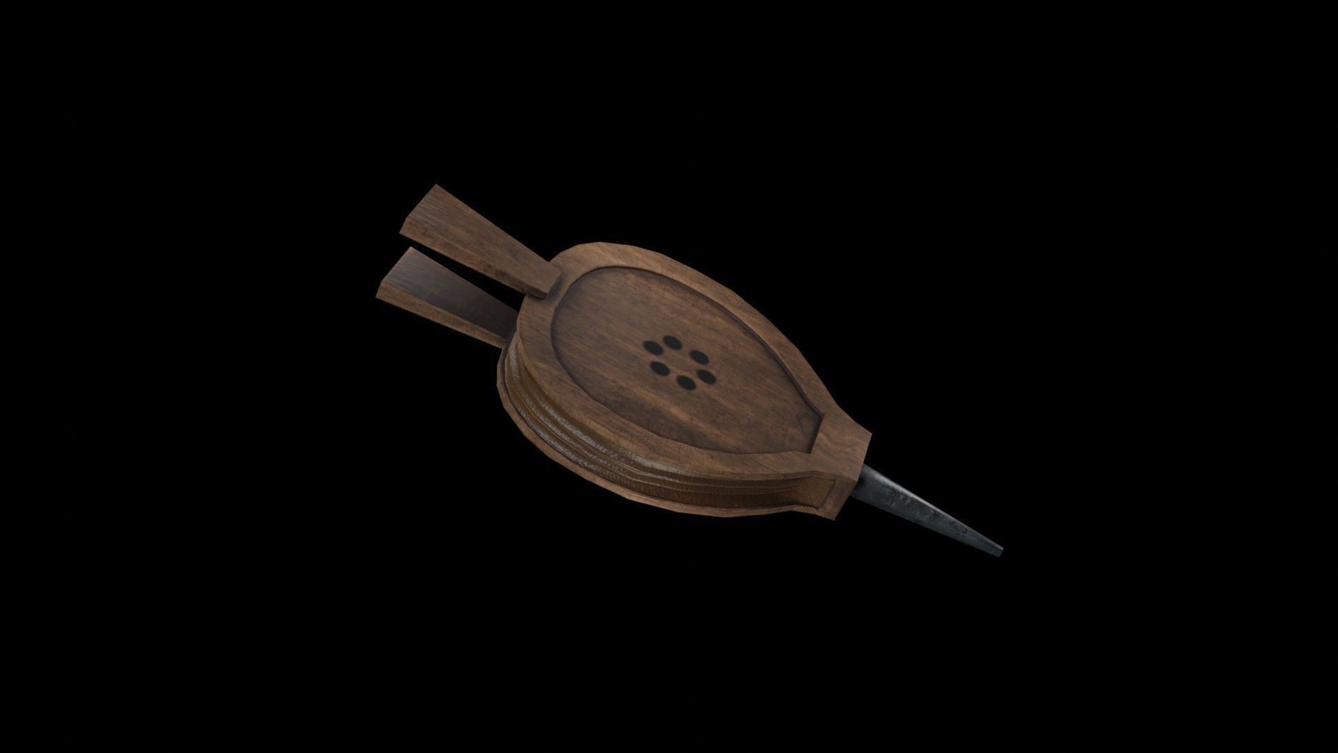 A cauldron a spit for meat furs for blowing up the fire Low-poly 3D model_13