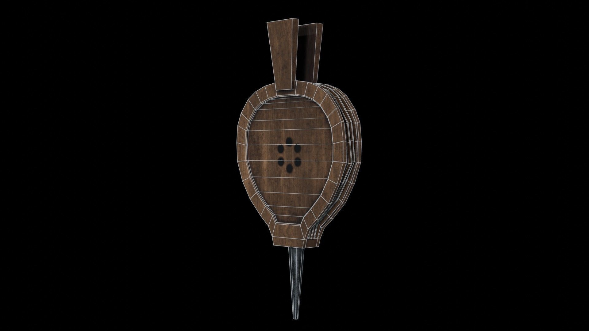 A cauldron a spit for meat furs for blowing up the fire Low-poly 3D model_16