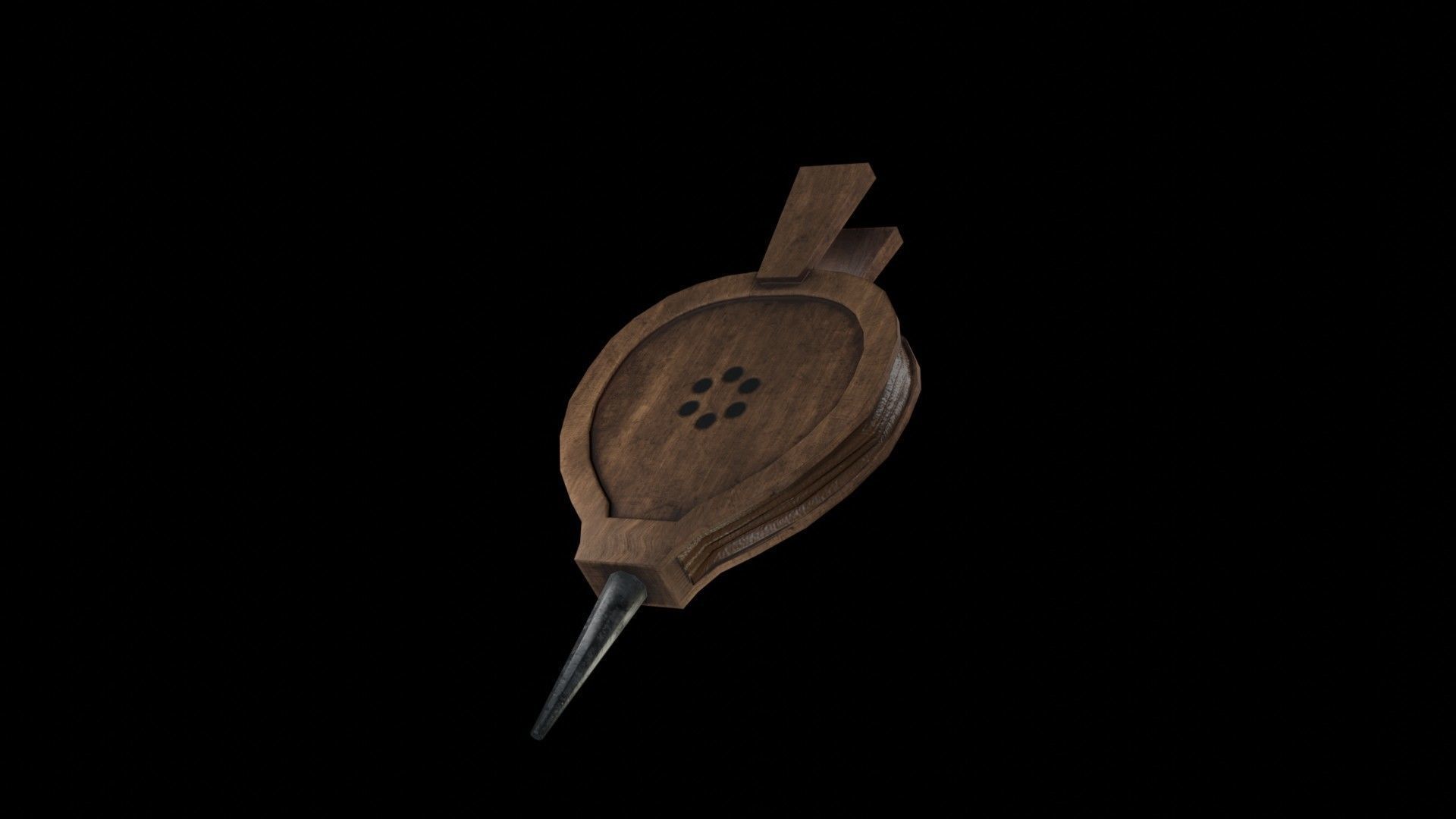 A cauldron a spit for meat furs for blowing up the fire Low-poly 3D model_14