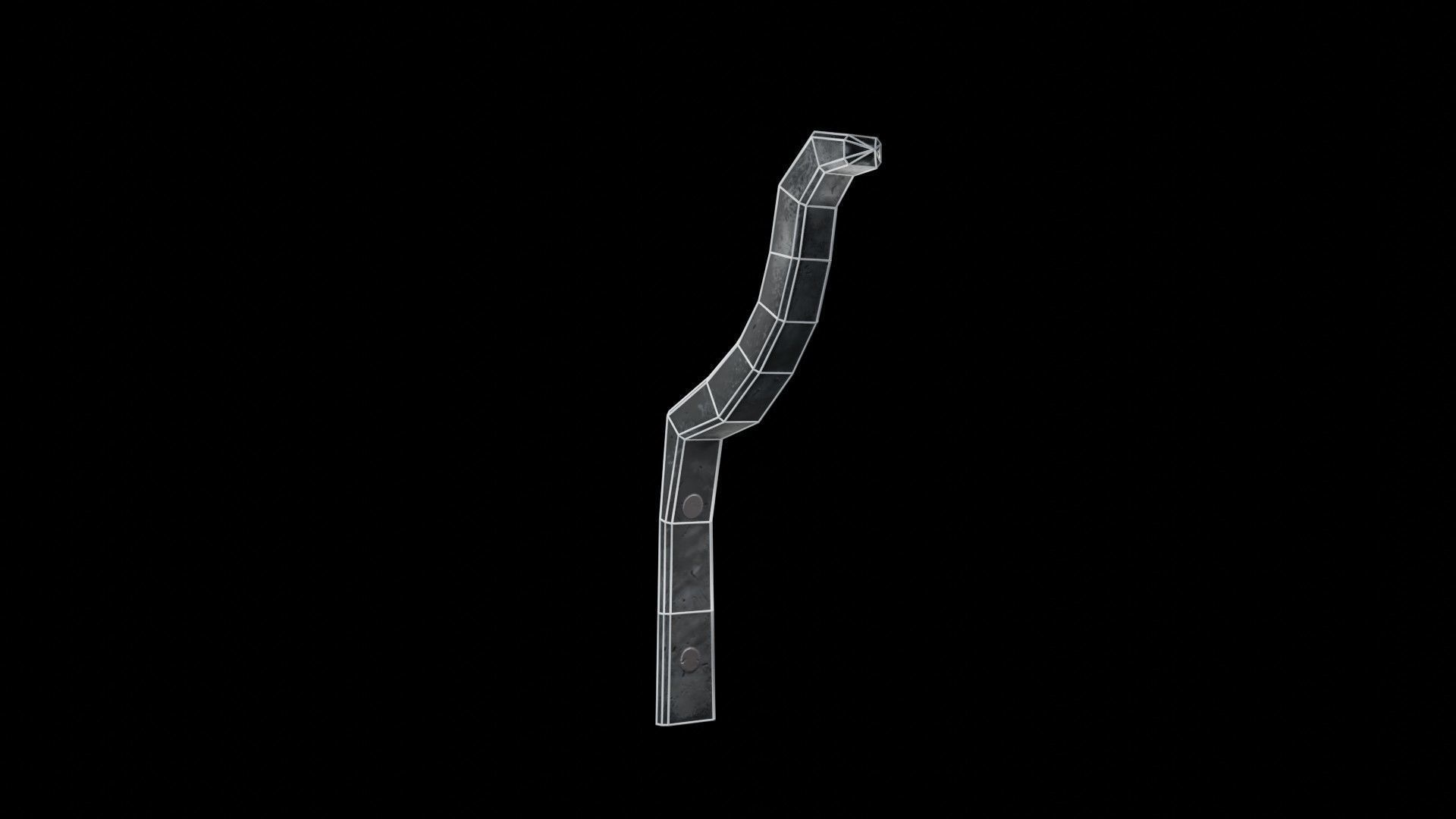 A cauldron a spit for meat furs for blowing up the fire Low-poly 3D model_8