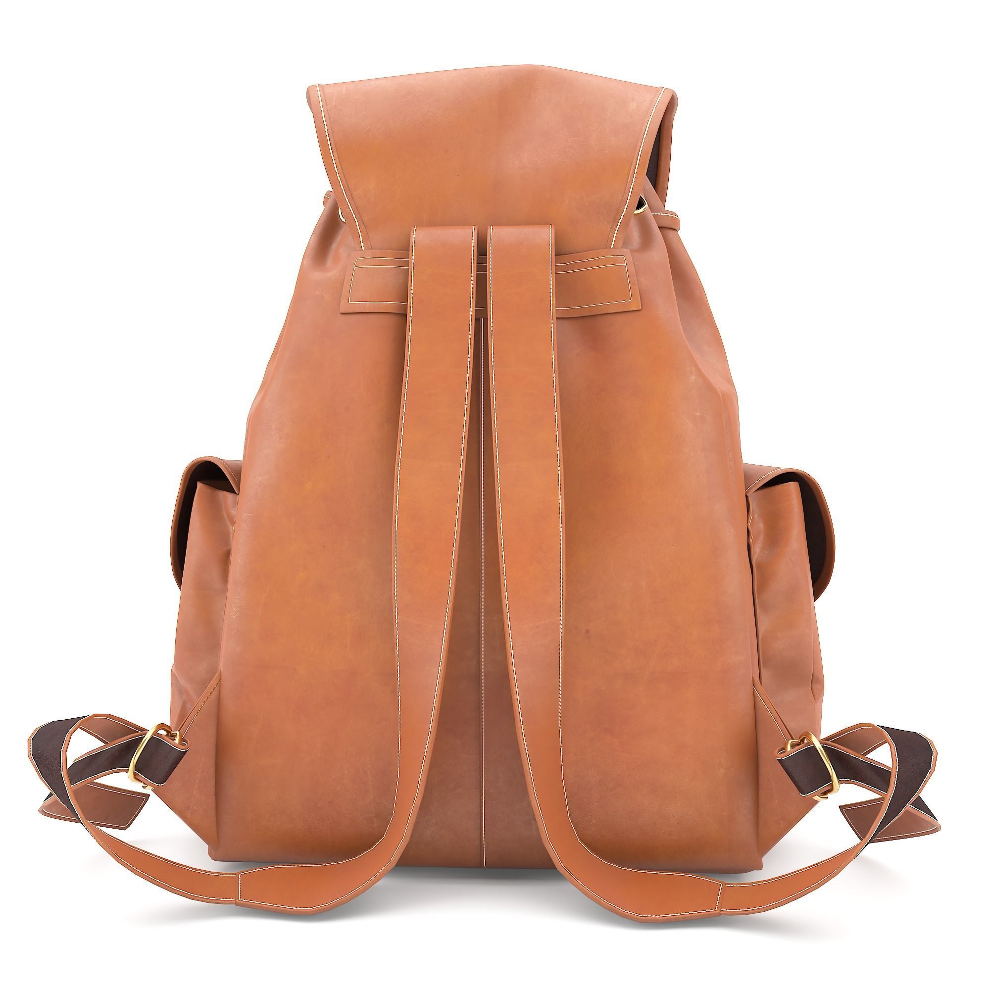 Leather Hiking Backpack 3D model_3