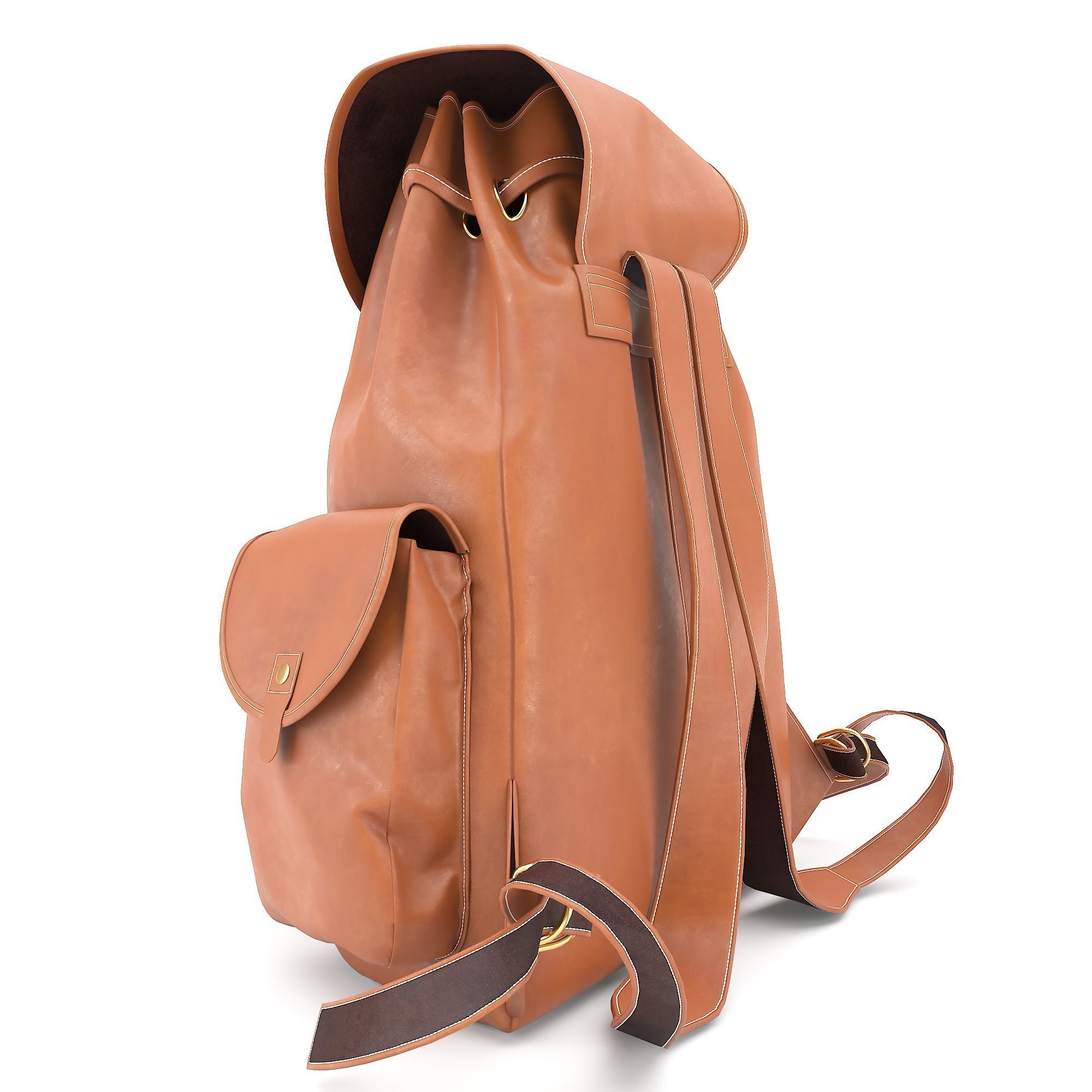 Leather Hiking Backpack 3D model_4