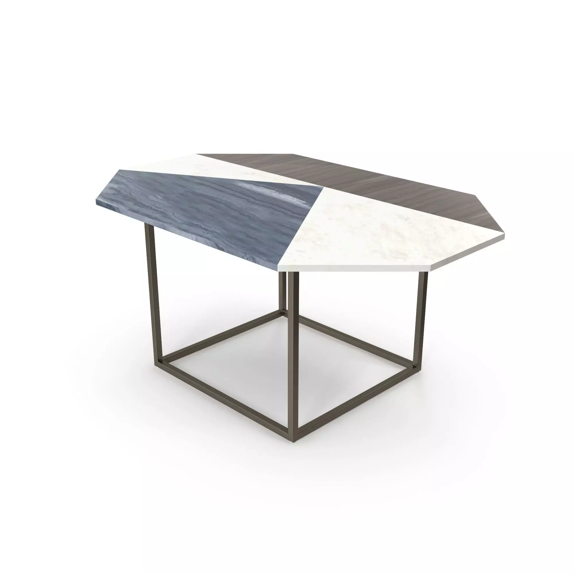 Marquetry Marble Side Table Free 3D model_0