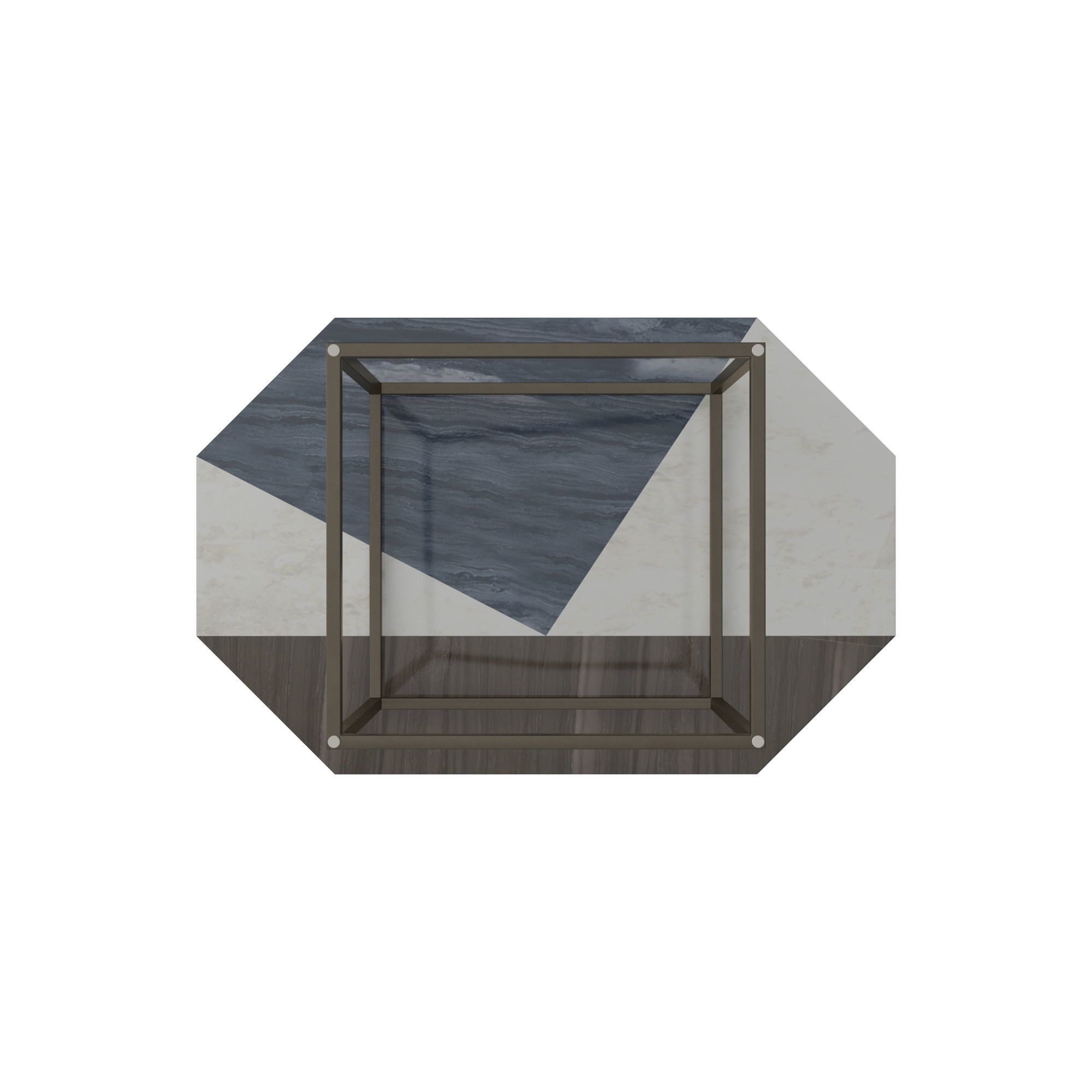 Marquetry Marble Side Table Free 3D model_7