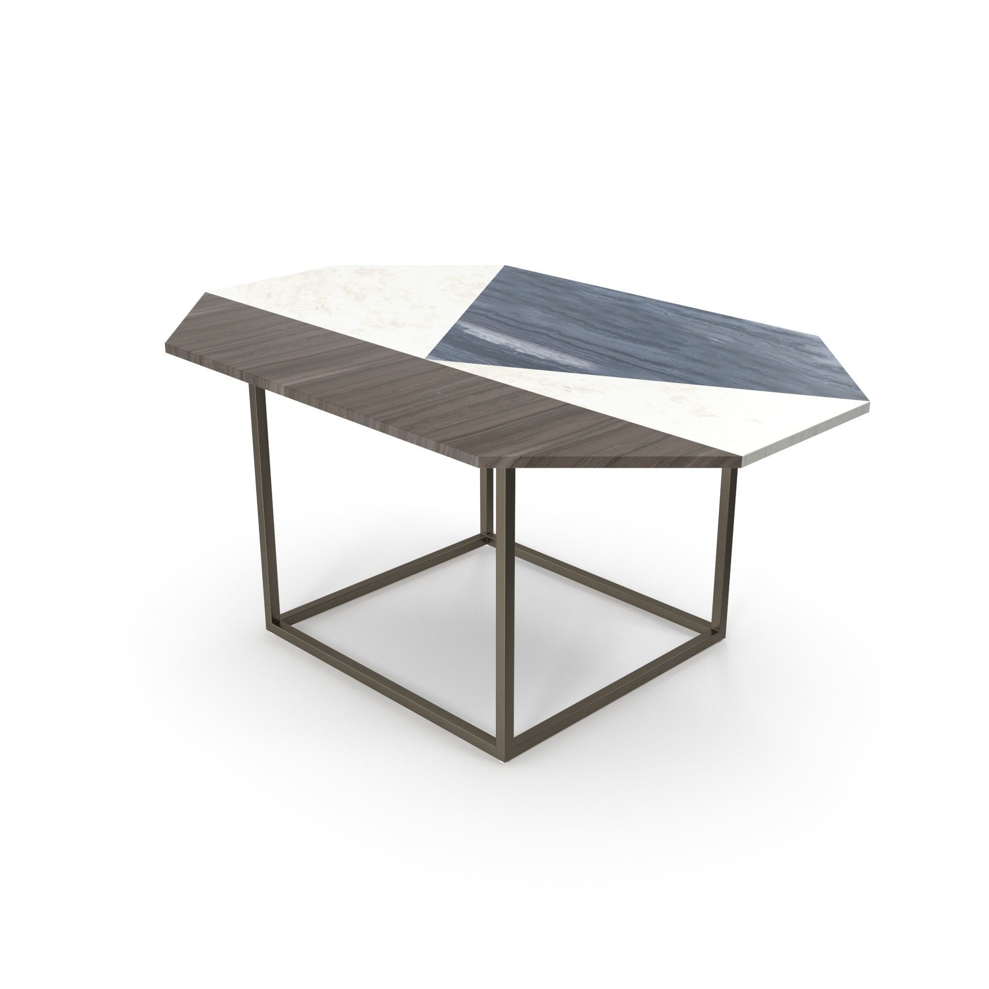 Marquetry Marble Side Table Free 3D model_3