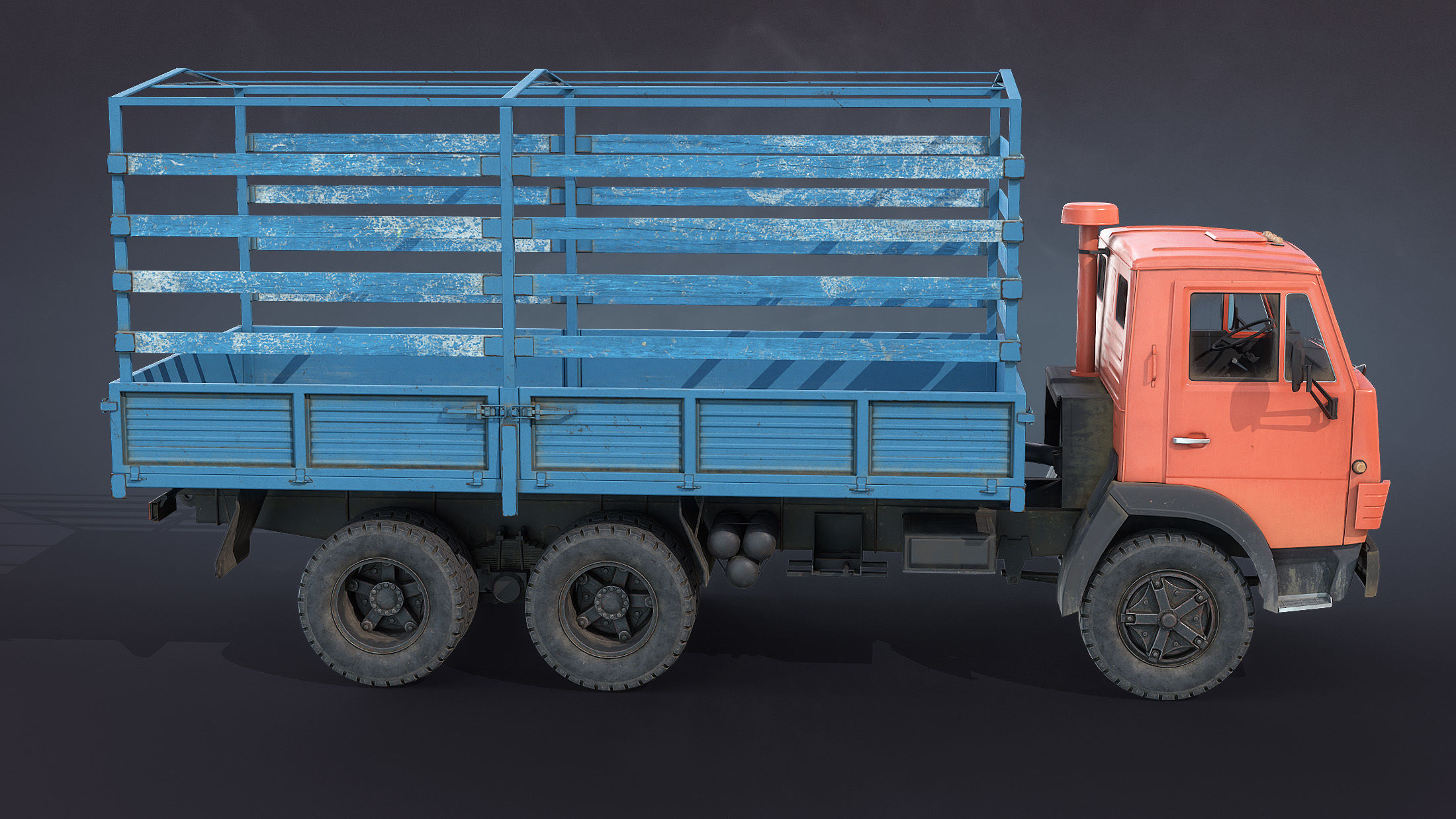 Kamaz-5320 Flatbed Low-poly 3D model_7