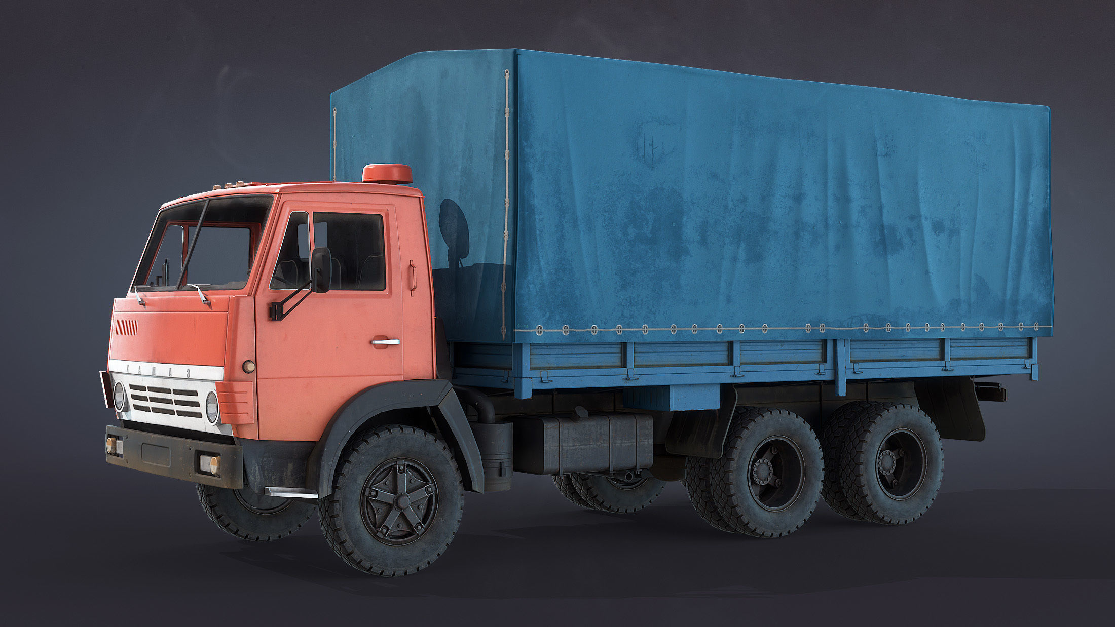 Kamaz-5320 Flatbed Low-poly 3D model_2