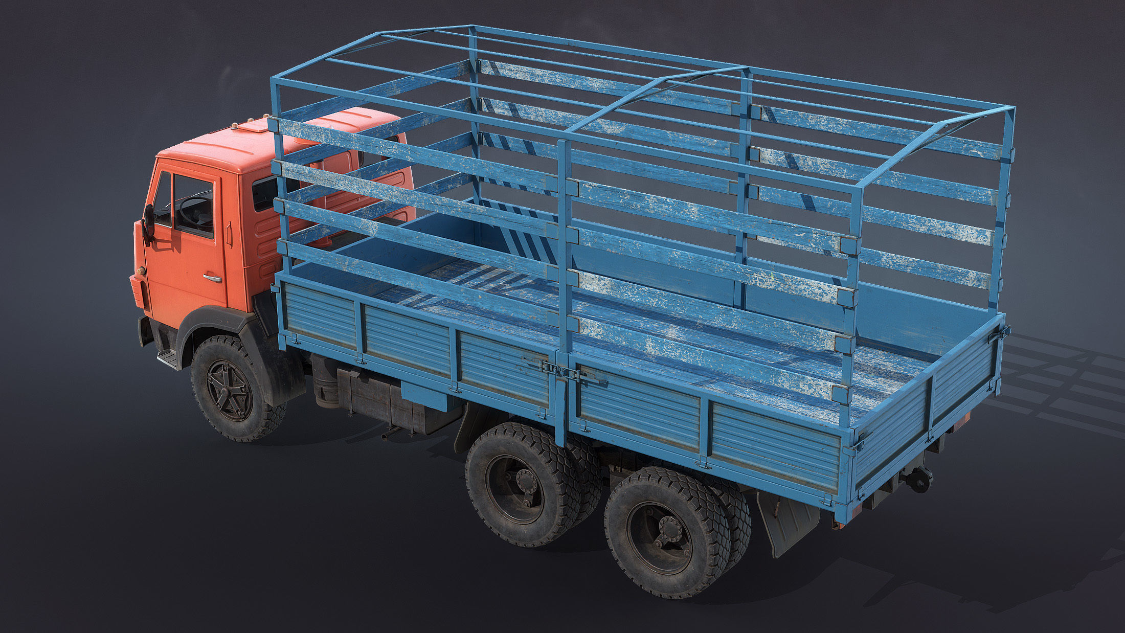 Kamaz-5320 Flatbed Low-poly 3D model_4