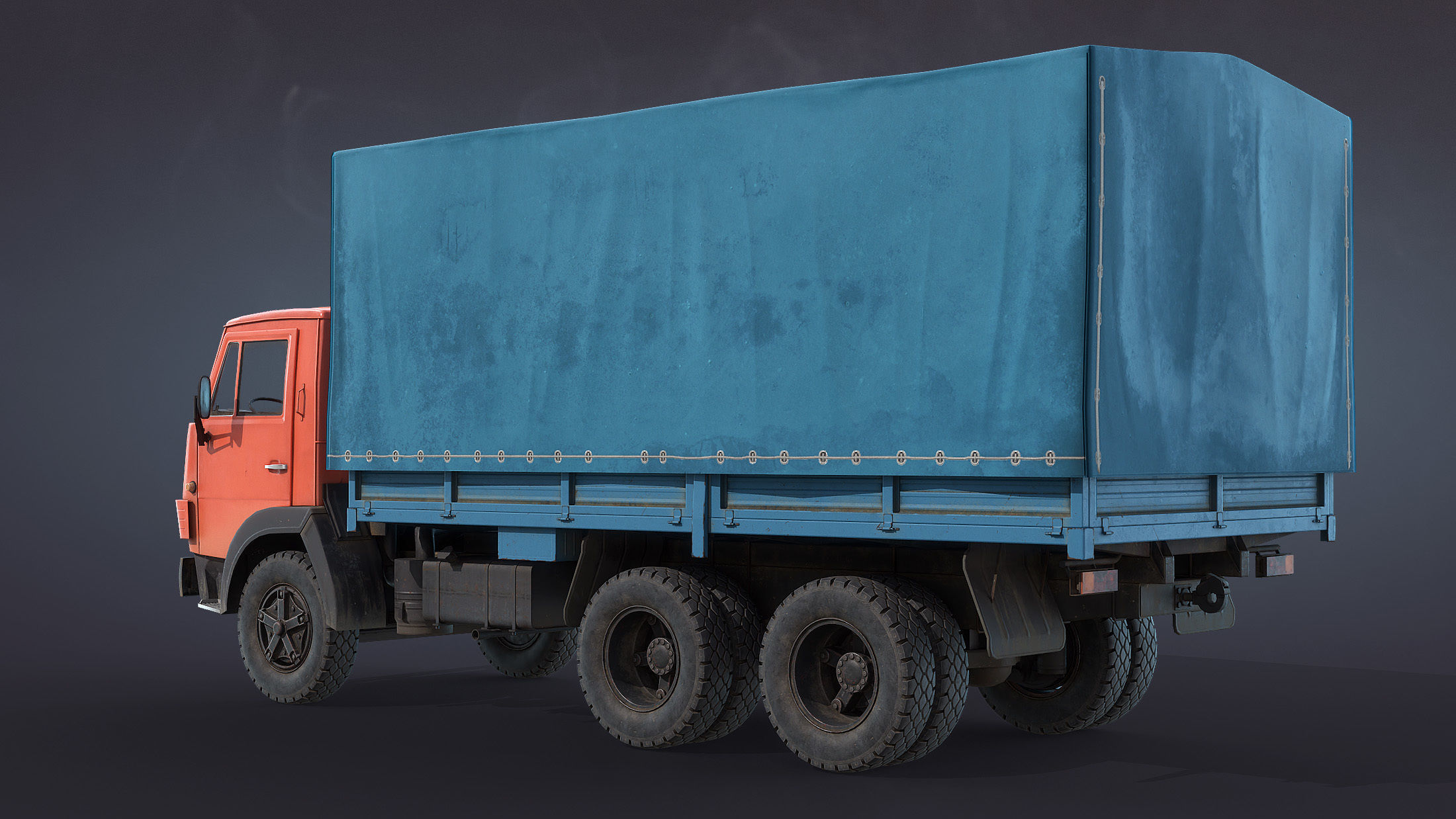 Kamaz-5320 Flatbed Low-poly 3D model_3