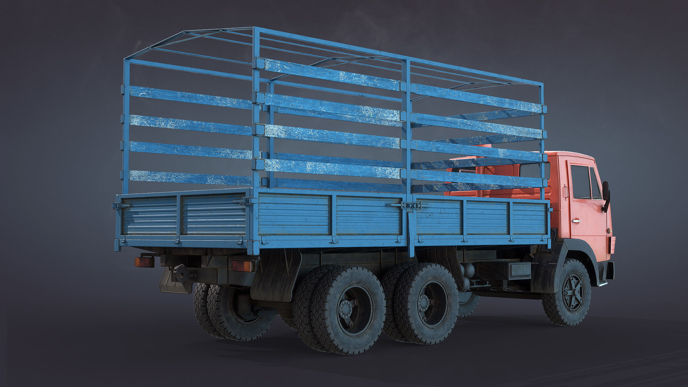 Kamaz-5320 Flatbed Low-poly 3D model_6