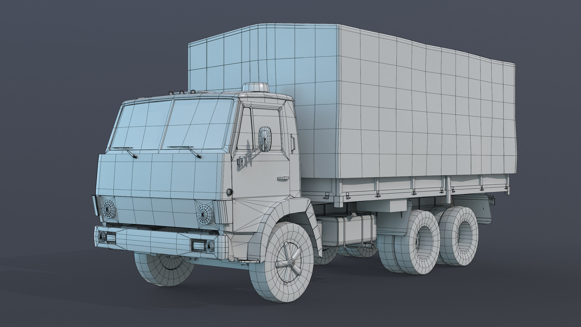 Kamaz-5320 Flatbed Low-poly 3D model_14