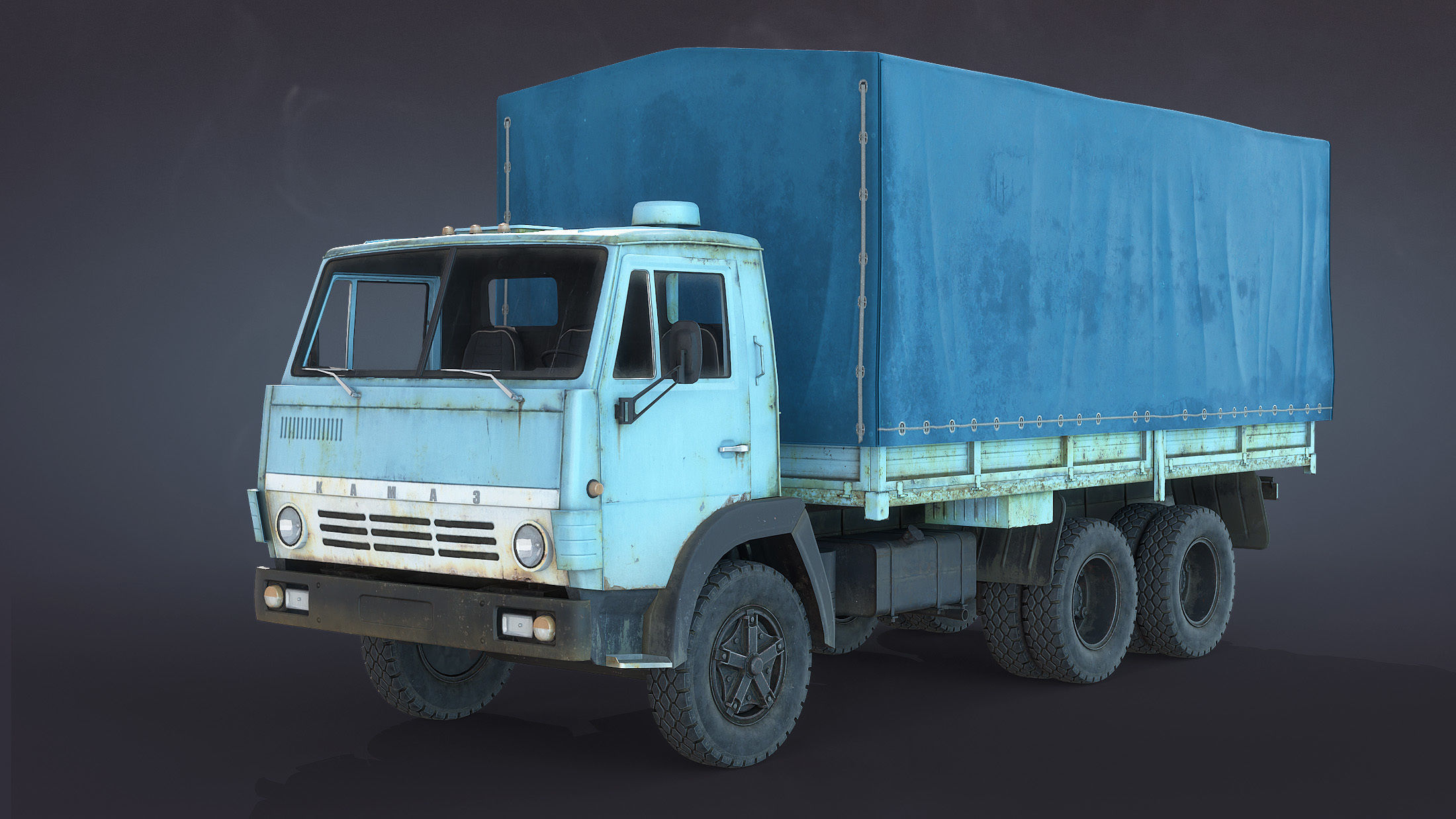 Kamaz-5320 Flatbed Low-poly 3D model_9