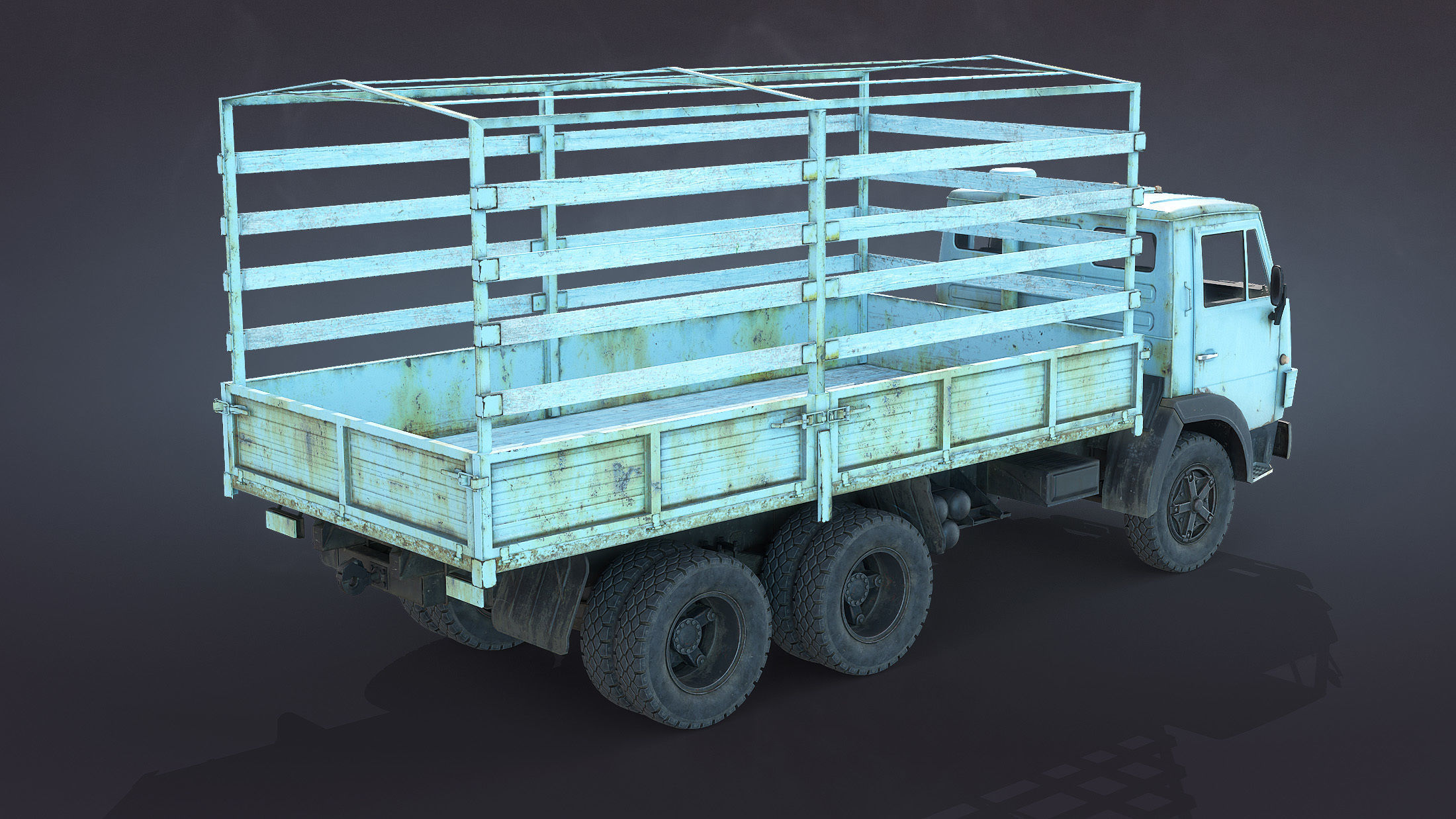 Kamaz-5320 Flatbed Low-poly 3D model_10