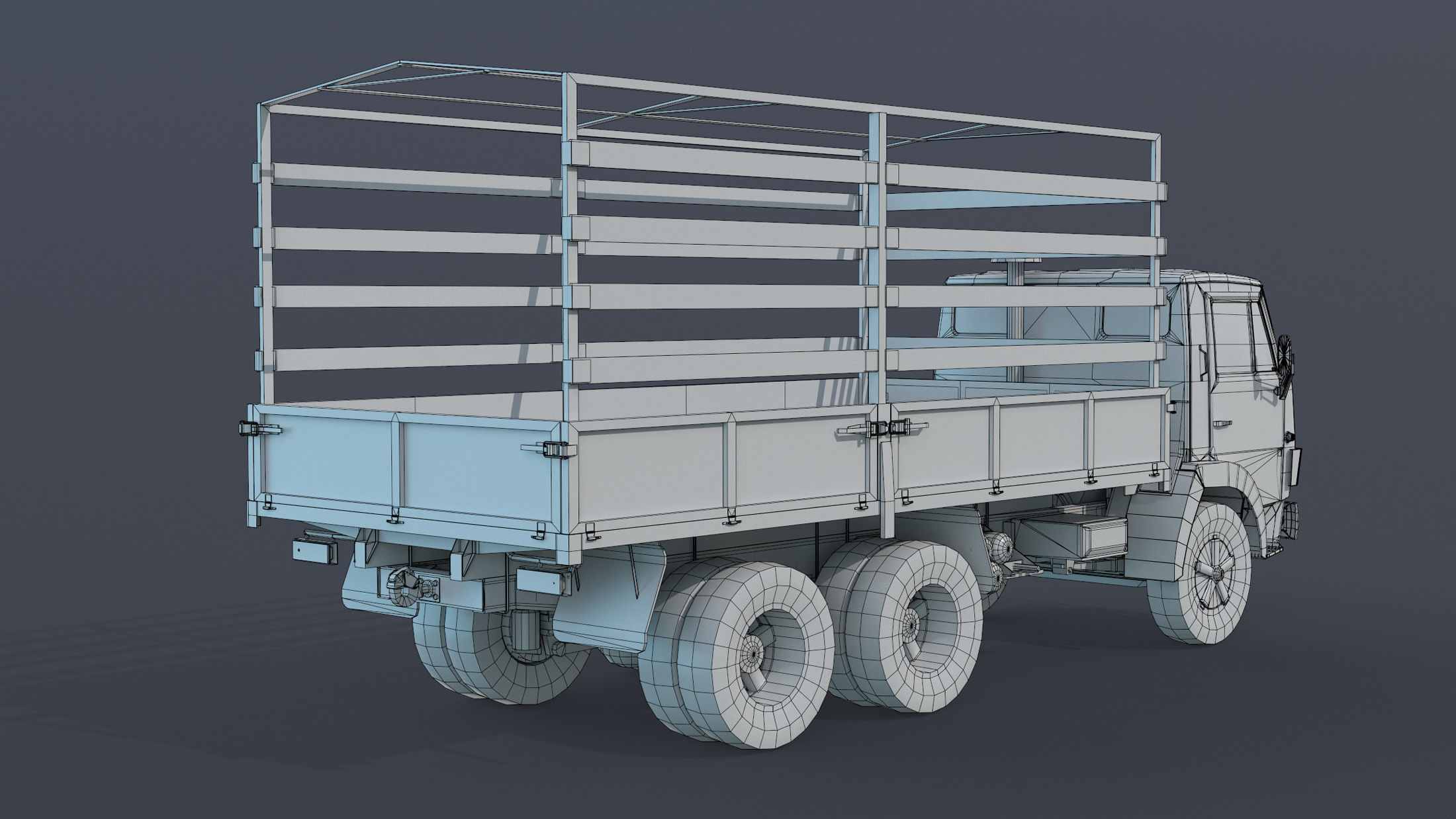 Kamaz-5320 Flatbed Low-poly 3D model_16