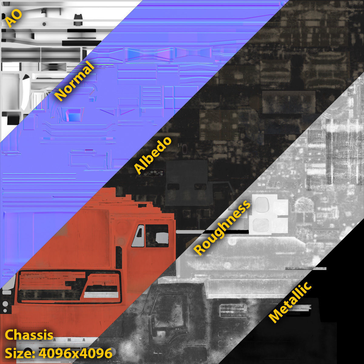 Kamaz-5320 Flatbed Low-poly 3D model_20