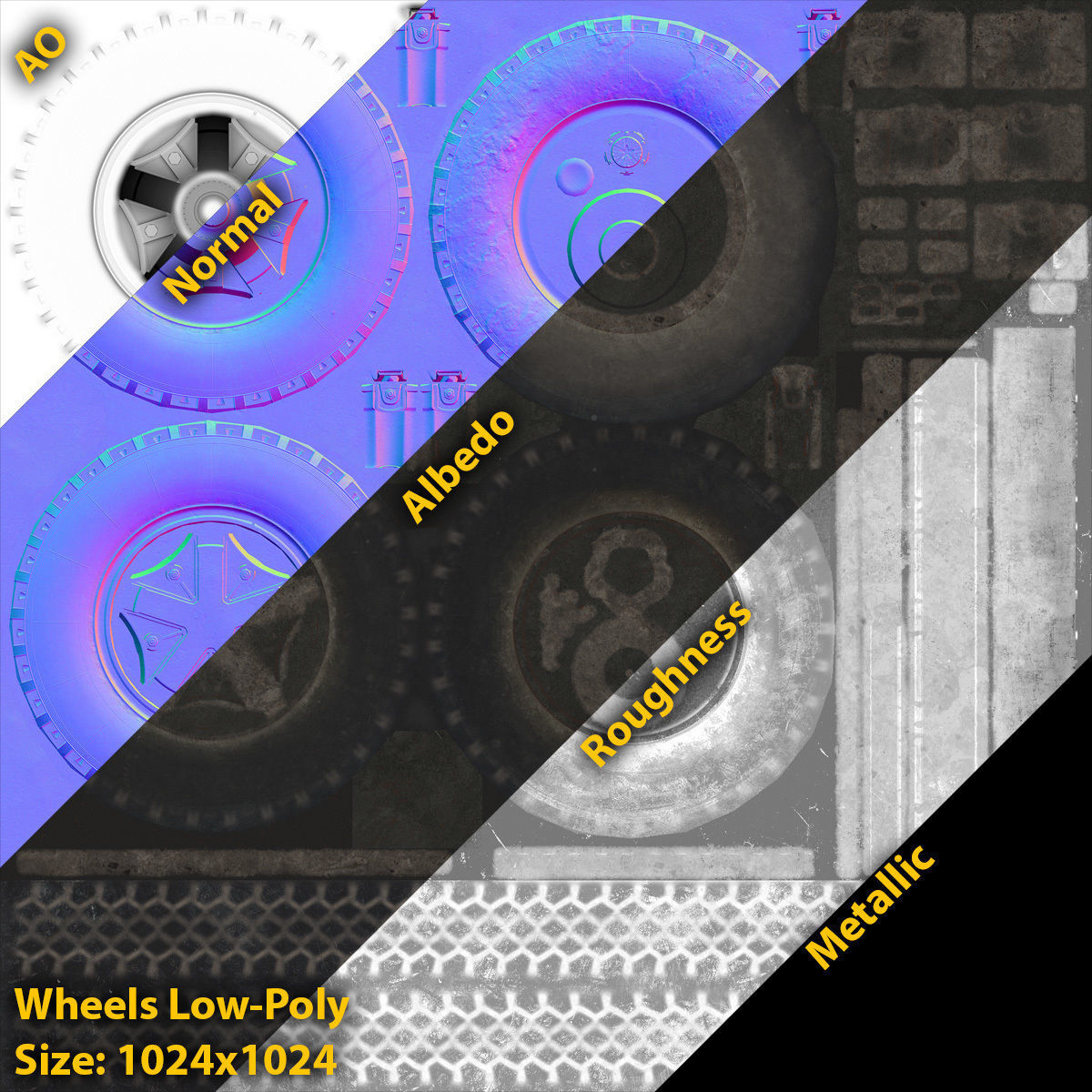 Kamaz-5320 Flatbed Low-poly 3D model_22