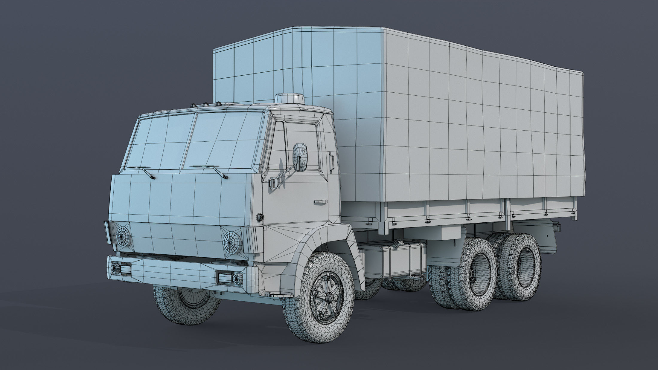 Kamaz-5320 Flatbed Low-poly 3D model_13