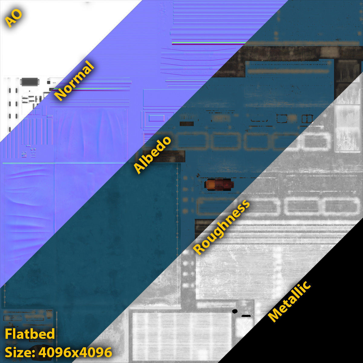 Kamaz-5320 Flatbed Low-poly 3D model_18