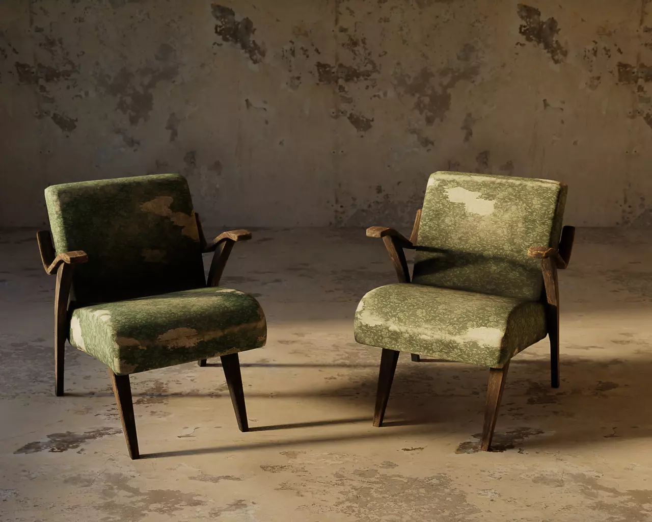 Old Soviet chairs from the 1970s 3D model_0