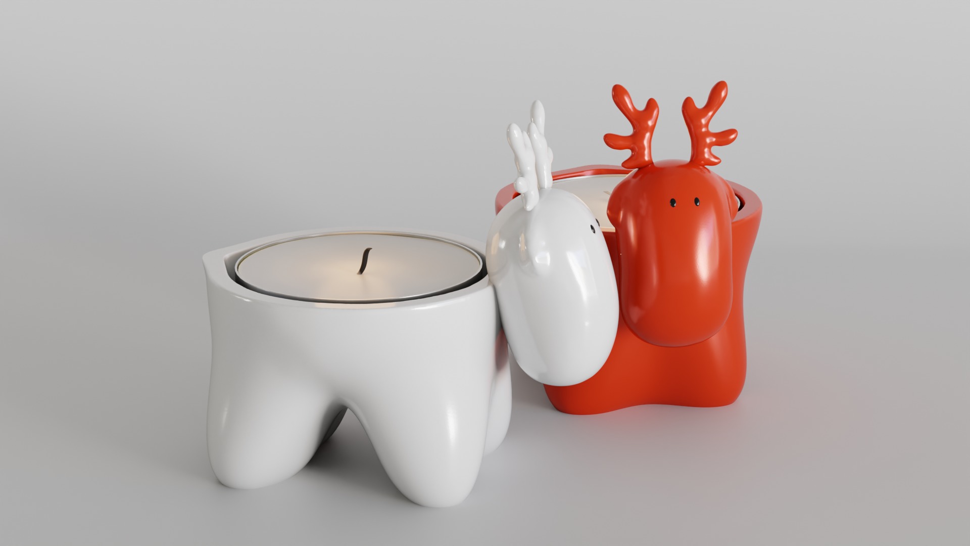 Charming Reindeer Tea Light Holder Set 3D print model_1