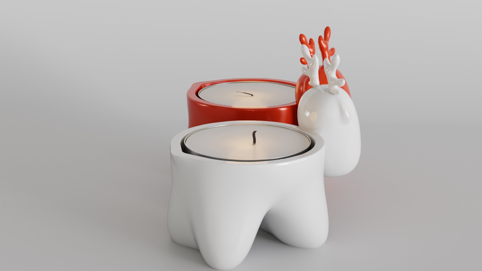 Charming Reindeer Tea Light Holder Set 3D print model_2