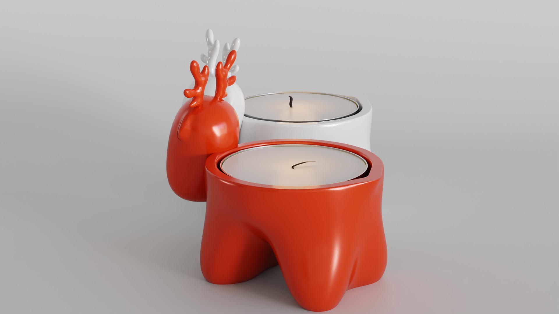 Charming Reindeer Tea Light Holder Set 3D print model_6