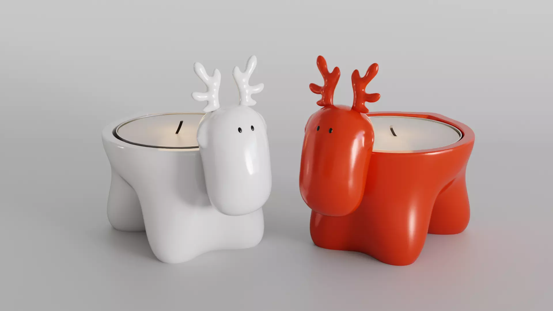Charming Reindeer Tea Light Holder Set 3D print model_0