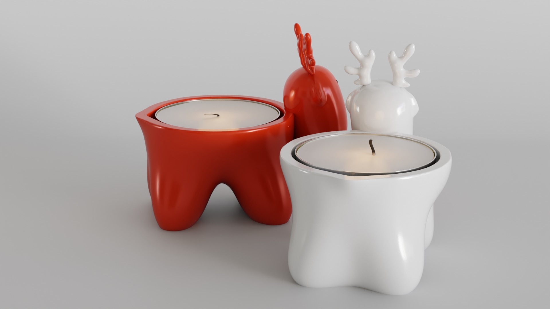 Charming Reindeer Tea Light Holder Set 3D print model_3