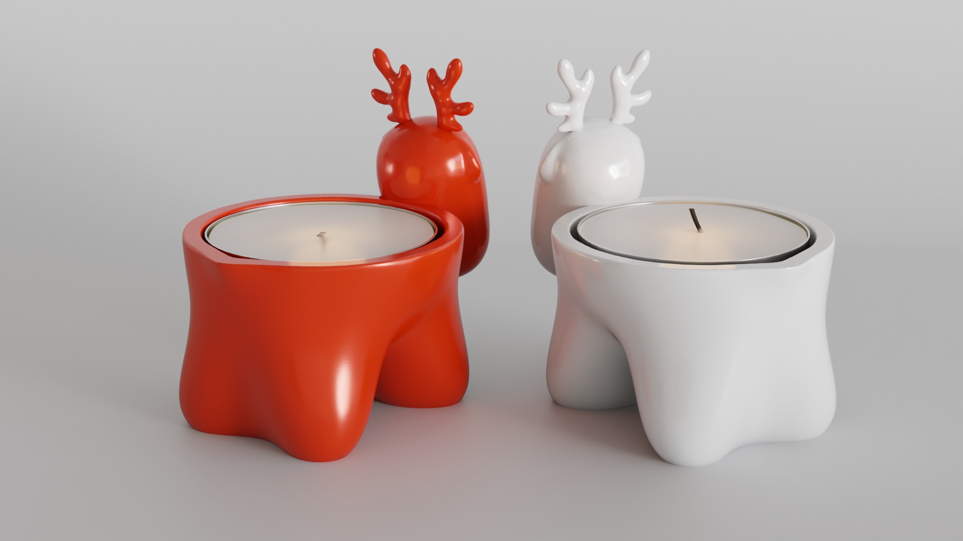 Charming Reindeer Tea Light Holder Set 3D print model_4