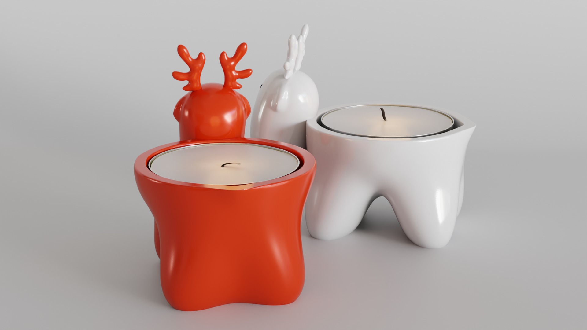 Charming Reindeer Tea Light Holder Set 3D print model_5