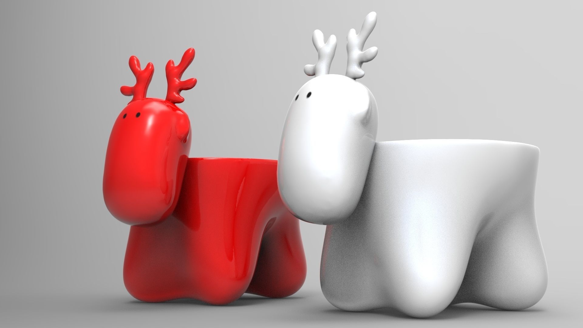 Charming Reindeer Tea Light Holder Set 3D print model_10