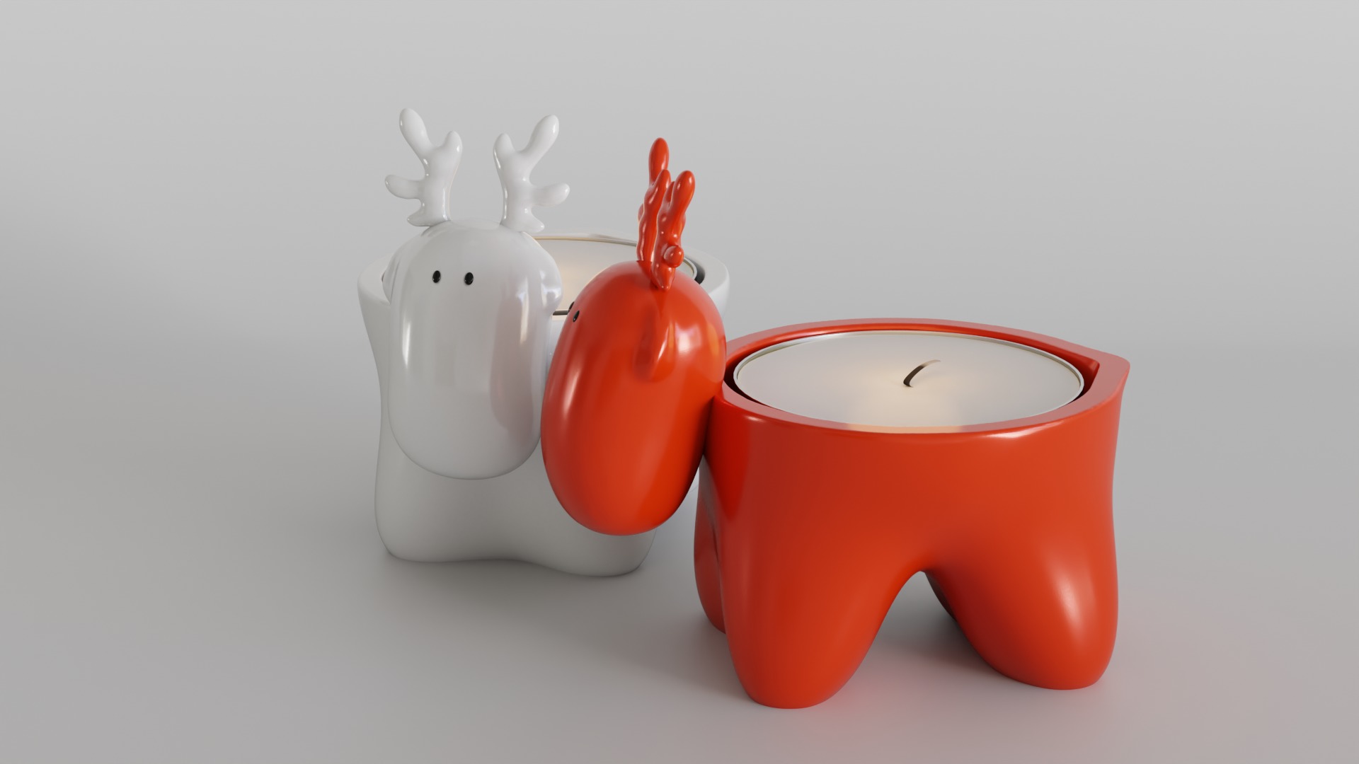 Charming Reindeer Tea Light Holder Set 3D print model_7
