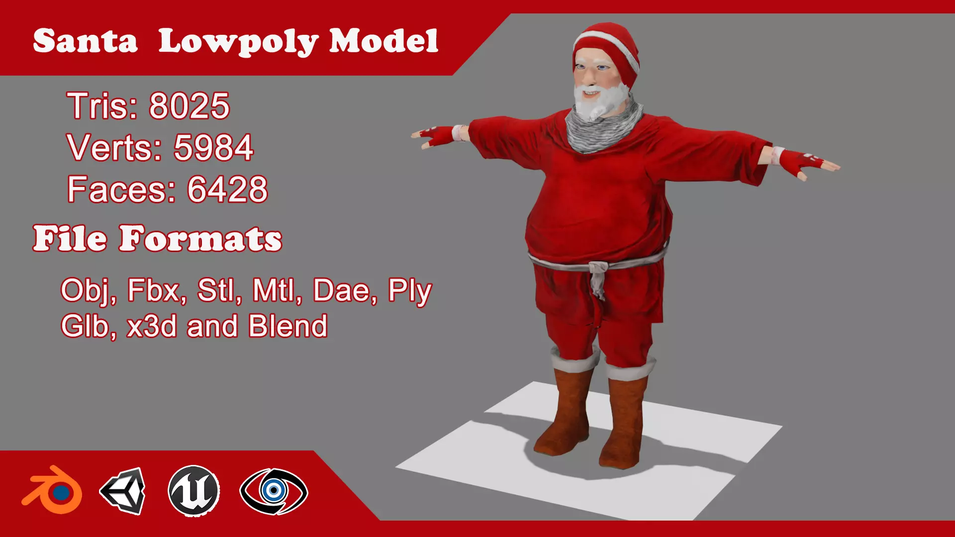 Santa Character Fully Rigged Low-poly 3D model_0