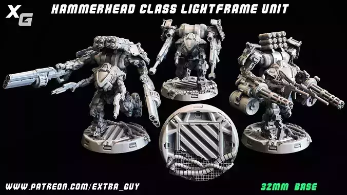 HammerHead Class Light Frame 32mm base 3DPrintable 3D print model