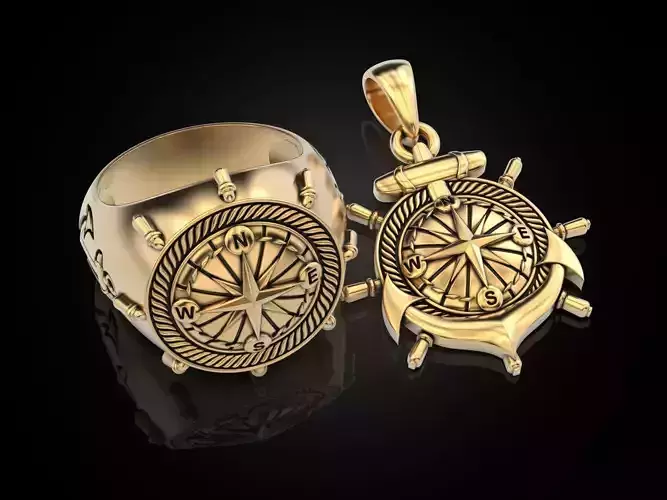 Collection Anchor rudder and compass 