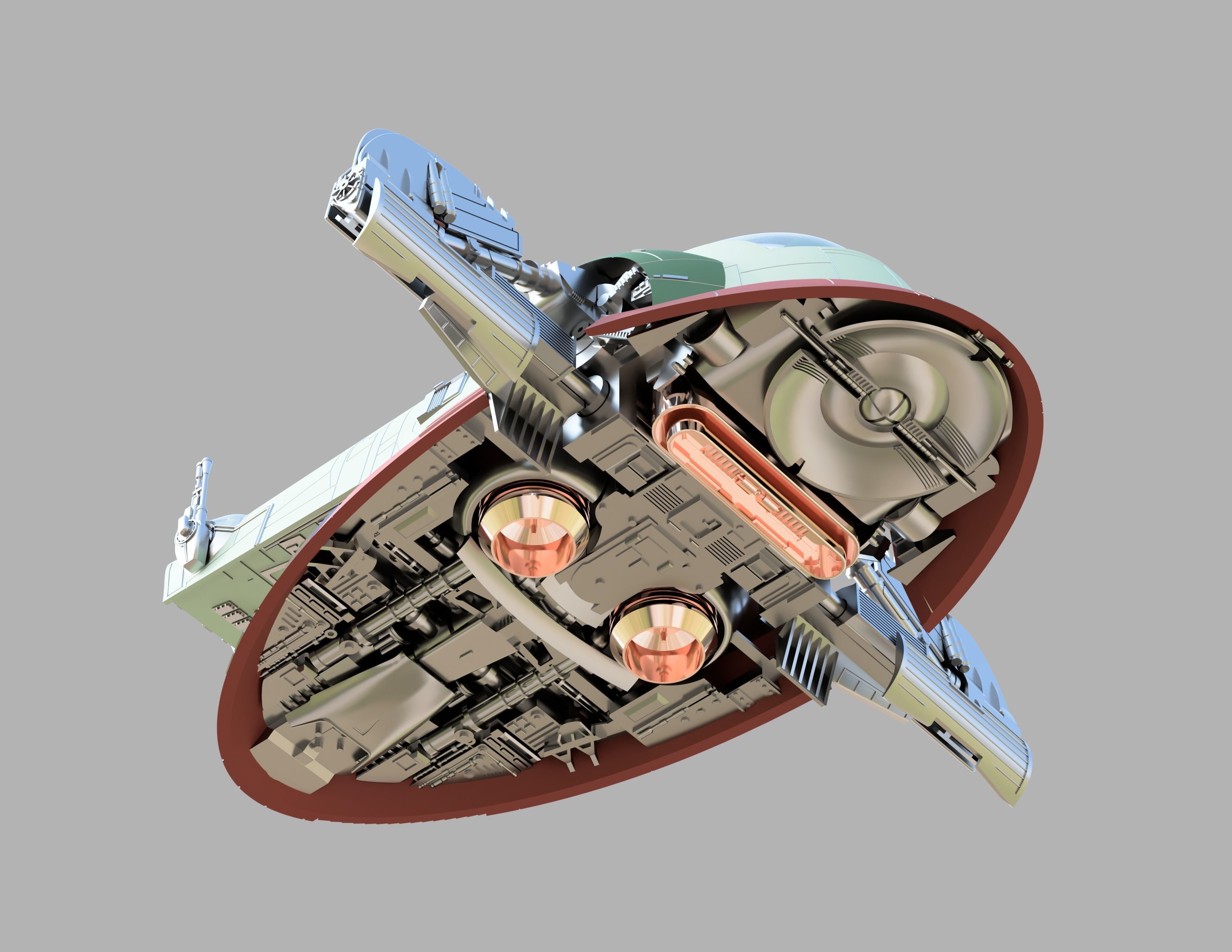 Slave 1 star wars spacecraft 3D print model_6