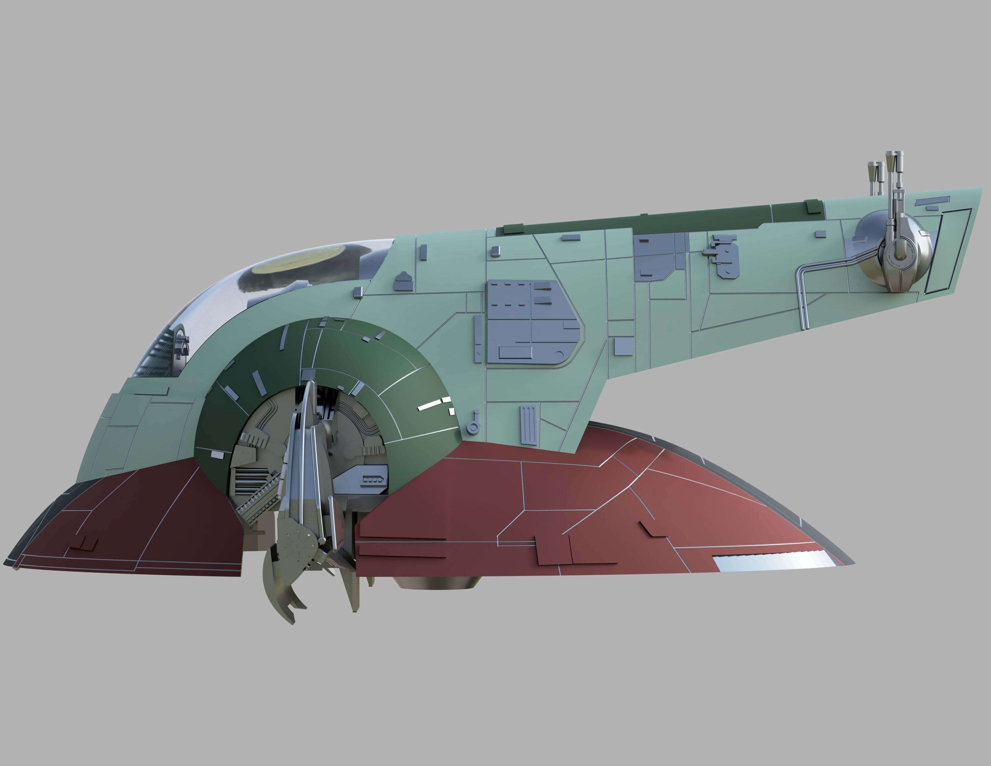 Slave 1 star wars spacecraft 3D print model_3